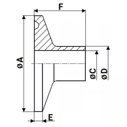 Штуцер CLAMP UC-31-W-50.5 Ду32 Ру10, корпус - нержавеющая сталь 304, присоединение - под приварку