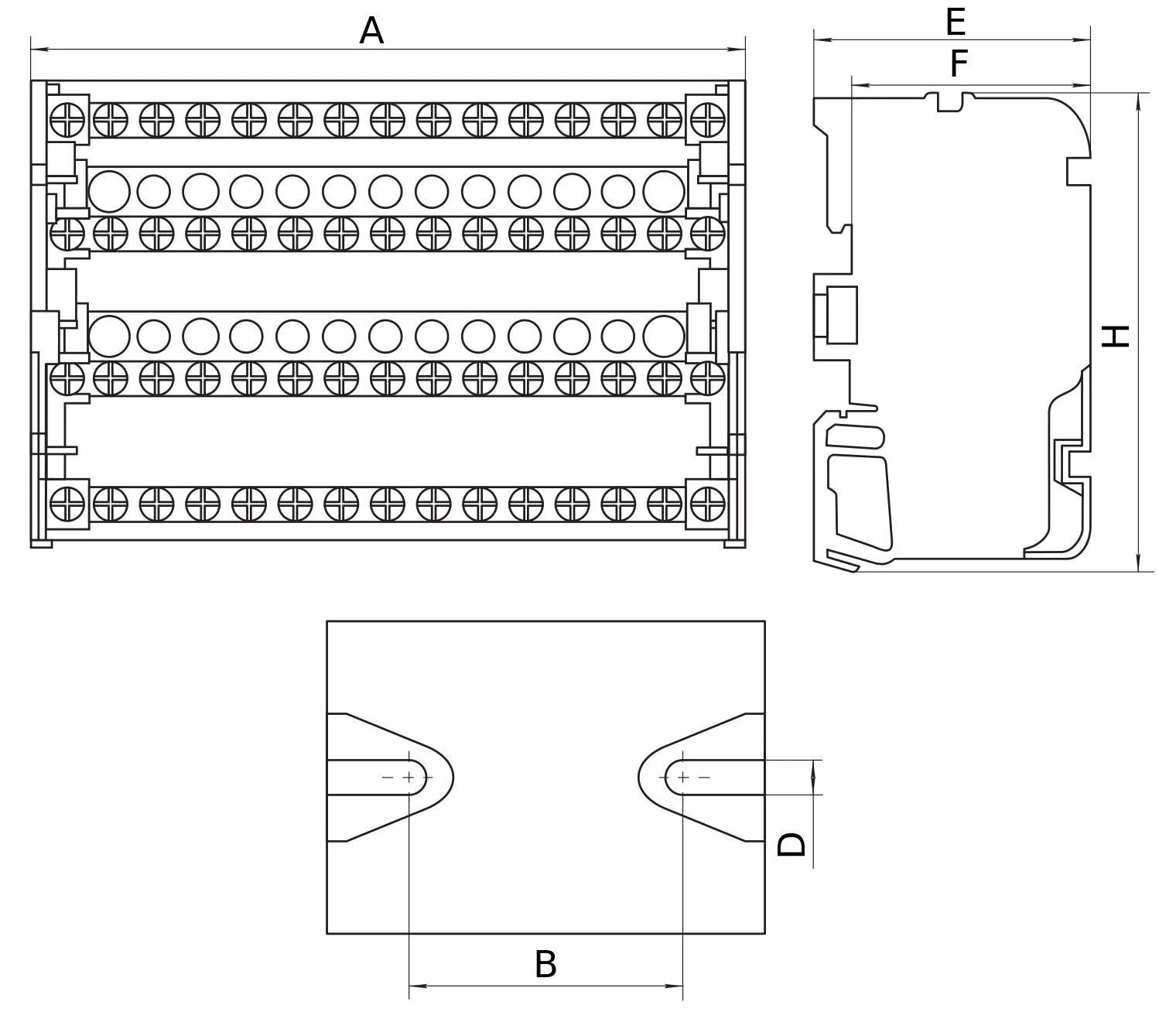 Шины на DIN-рейку ЭРА NO-224-17 в корпусе кросс-модуль ШНК 4х15 3L+PEN, количество полюсов - 4, количество зажимов на полюс - 15 Б0043935