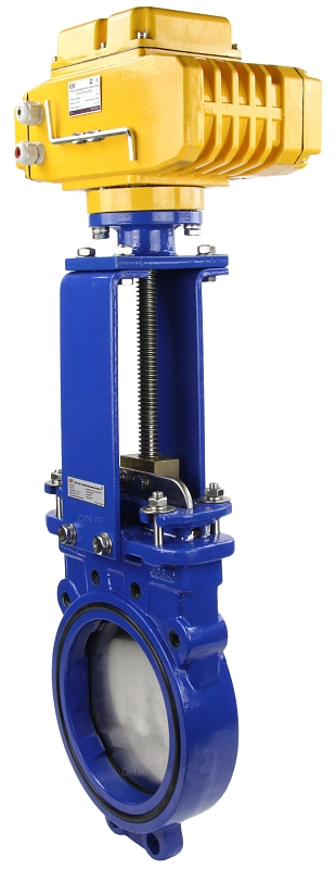 Задвижка шиберная ножевая Ду200 Ру16 межфланцевая, с невыдвижным шпинделем, корпус - чугун GGG-40, уплотнение - NBR, с электроприводом MT-N-020EM-О1-220AC-У1 220В (GVKN1331N-2W-Fb-ISO)
