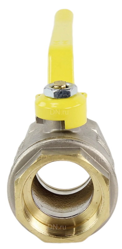 Кран шаровой LD Pride 47.25.В-В.Р GAS (аналог 11Б27П) 1″ Ду25 Ру40 ГАЗ полнопроходной, двухходовой, латунь ЛС59-1 никелированная, уплотнение - фторопласт, внутренняя резьба, ручка-рычаг