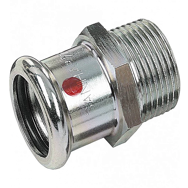 Муфта Sanha Therm 24243G Дн28x1 1/4″ Ру16 переходная, прессовые, ВПр-НР, корпус - нержавеющая сталь
